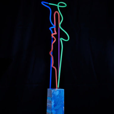 Marco Guglielmino_Fiesta_Glass, Neon Gas, Mercury, Pigmented Resin, and Aluminum_44x6×3in_2015