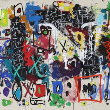 Taher Jaoui_Don_t pretend nothing is wrong_Oil, acrylic, ink, charcoal, enamel, and spray on canvas_43.3x61in_2019