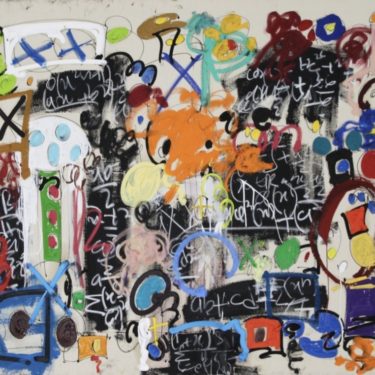Taher Jaoui_It_s a chronic case_Oil, acrylic, ink, charcoal, enamel, and spray on canvas_43.3x61in_2019